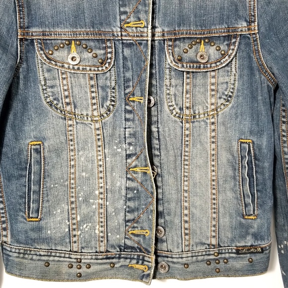 Lucky Brand Studded Distressed Jean Jacket - Picture 5 of 8